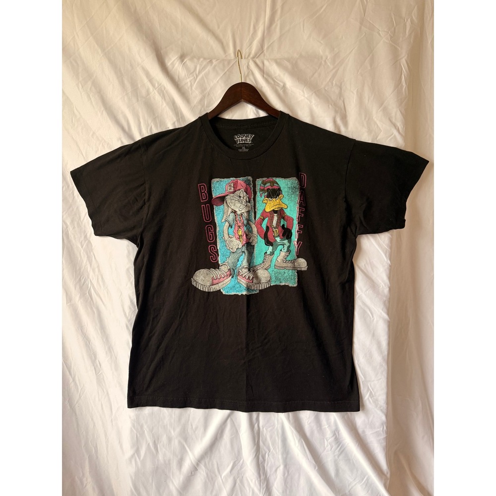 Looney Tunes Bugs Bunny Daffy Duck Hip Hop Graphic T-Shirt Black XL